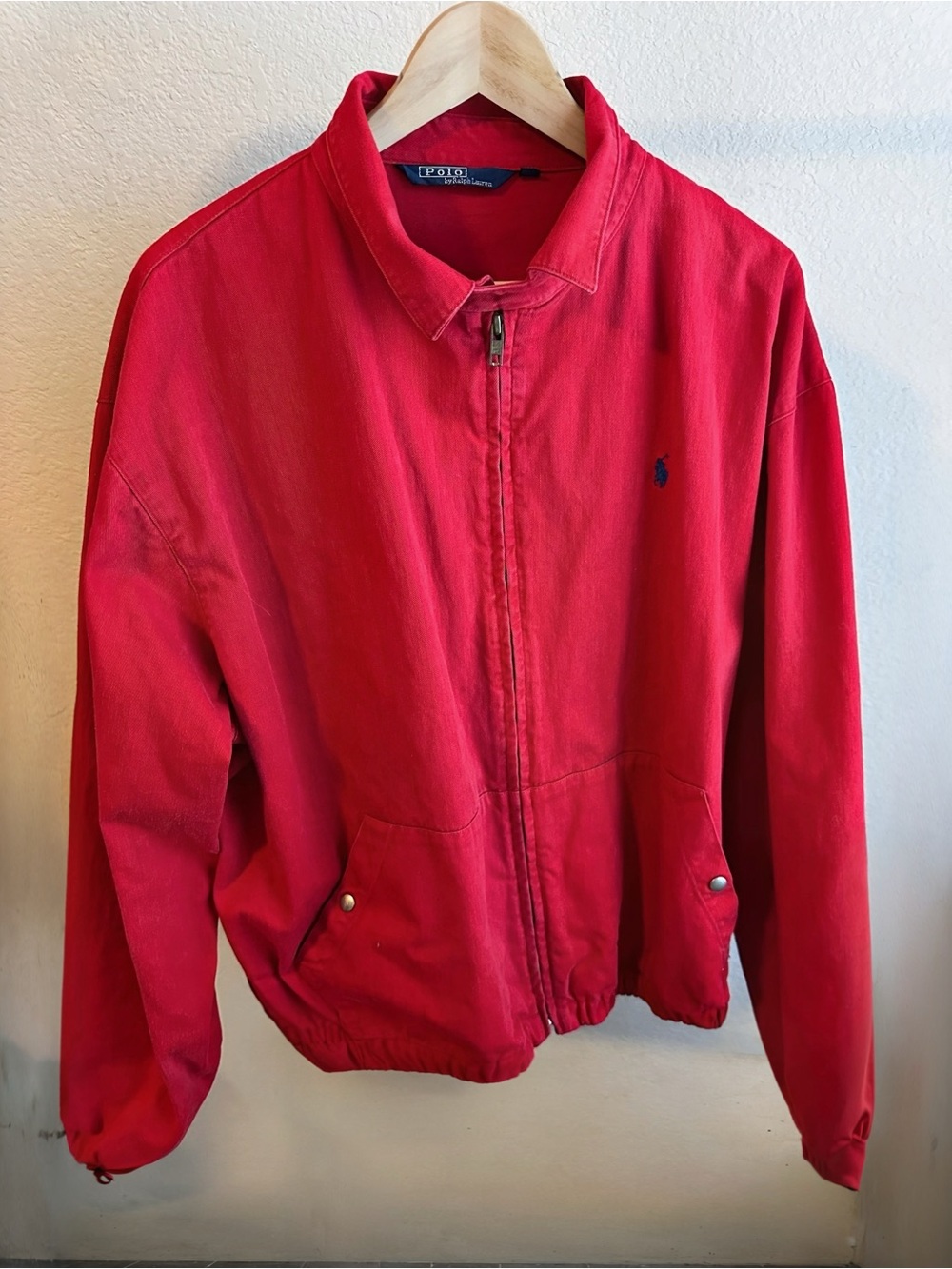 Vintage Polo Ralph Lauren Red Zip Bomber Jacket